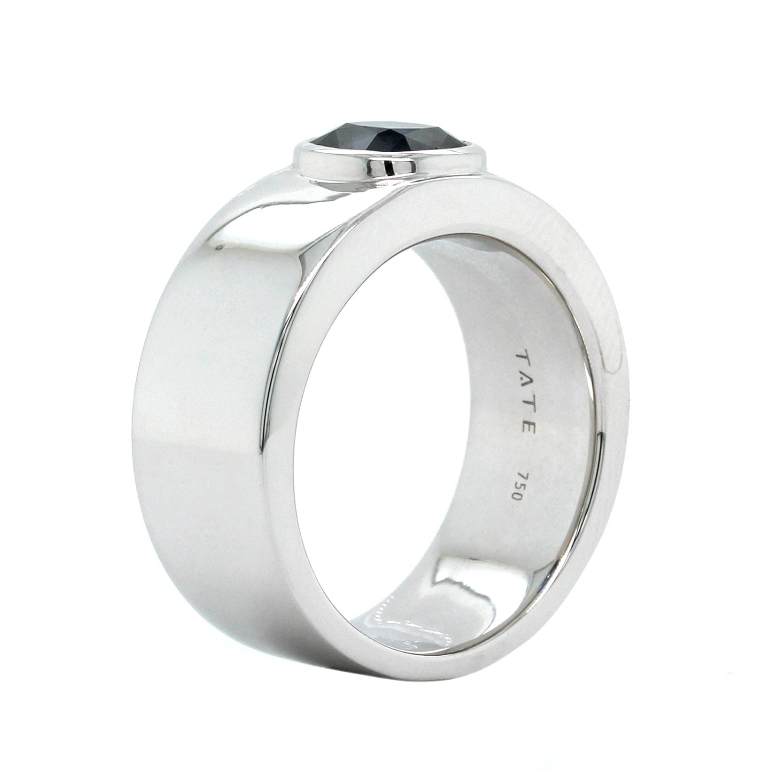 18K White Gold Blue Spinel Wide Ring - Image 2