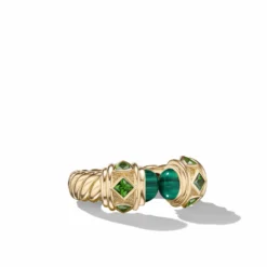 Renaissance® Color Ring In 18K Yellow Gold With Malachite And Chrome Diopside