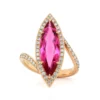 18K Rose Gold Pink Tourmaline Diamond Halo Ring