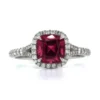 Platinum Rubellite Diamond Halo Ring