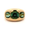 18K Yellow Gold 3 Stone Green Tourmaline Ring