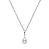 Mikimoto 18K White Gold Akoya Cultured Pearl & Diamond Pendant