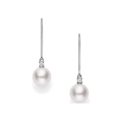 Mikimoto 18K White Gold Pearl Drop Earrings