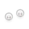 Mikimoto 18K White Gold Pearl Diamond Circle Earrings