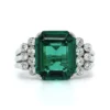 Platinum Emerald Cut Tourmaline Diamond Ring