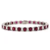Platinum Emerald Cut Ruby And Diamond Bracelet