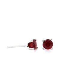 14K White Gold Round Ruby Stud Earrings