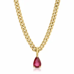 Anita Ko 18K Yellow Gold Curb Link Pear Ruby Pendant