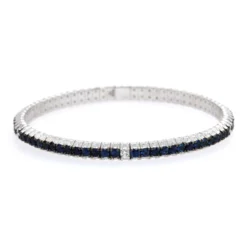 18K White Gold Sapphire Diamond Stretch Bracelet