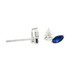 18K White Gold Sapphire And Diamond Stud Earrings