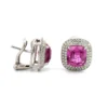 Platinum Pink Sapphire And Diamond Stud Earrings