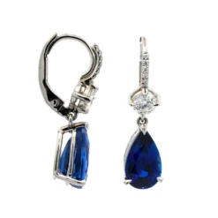 Platinum Sapphire And Diamond Drop Earrings