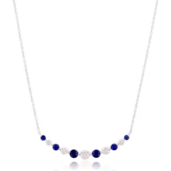 18K White Gold Diamond And Sapphire Curve Necklace
