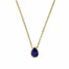 18K Yellow Gold Bezel Set Pear Shaped Blue Sapphire Pendant