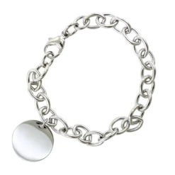 Sterling Silver Charm Bracelet With Round Disc