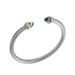 Cable Classic Bracelet With Blue Topaz And Gold