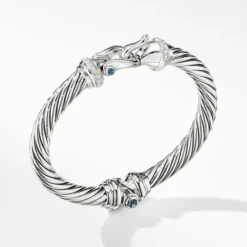 Cable Buckle Bracelet With Hampton Blue Topaz And Diamonds
