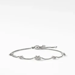 Petite Starburst Station Chain Bracelet With Pavé Diamonds