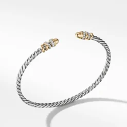 Petite Helena Open Bracelet With 18K Yellow Gold Domes And Diamonds