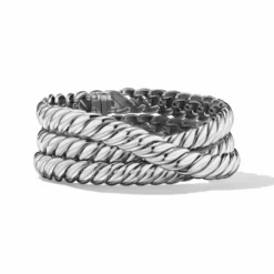 Sculpted Cable Triple Wrap Bracelet In Sterling Silver