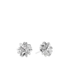 Crossover Earrings With Diamonds, 11mm