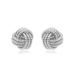 Sterling Silver Twist Love Knot Stud Earrings