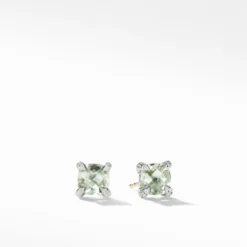 Chatelaine® Stud Earrings With Prasiolite And Diamonds