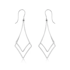 Sterling Silver Double Triangle Drop Earrings
