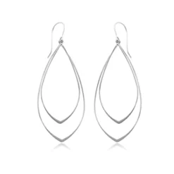 Sterling Silver Double Teardrop Drop Earrings