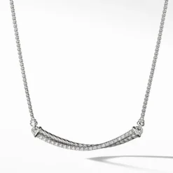 Crossover Bar Necklace With Diamonds