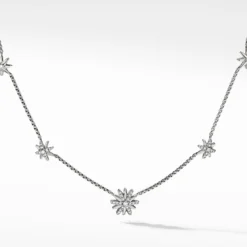 Starburst Station Chain Necklace With Diamonds