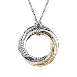 Crossover Pendant Necklace With Gold