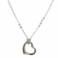 Sterling Silver Open Heart Pendant Necklace