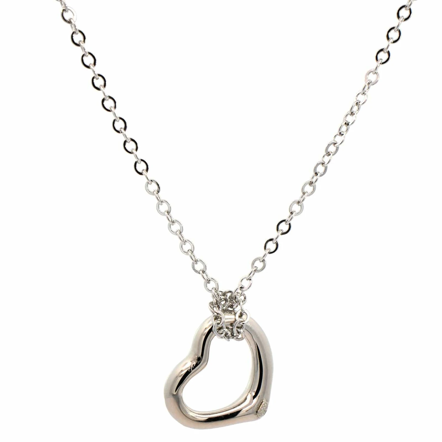 Sterling Silver Open Heart Pendant Necklace - Image 2