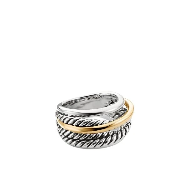 Crossover Narrow Ring With Gold