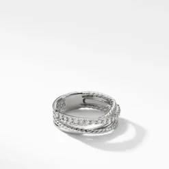 Crossover Ring With Diamonds