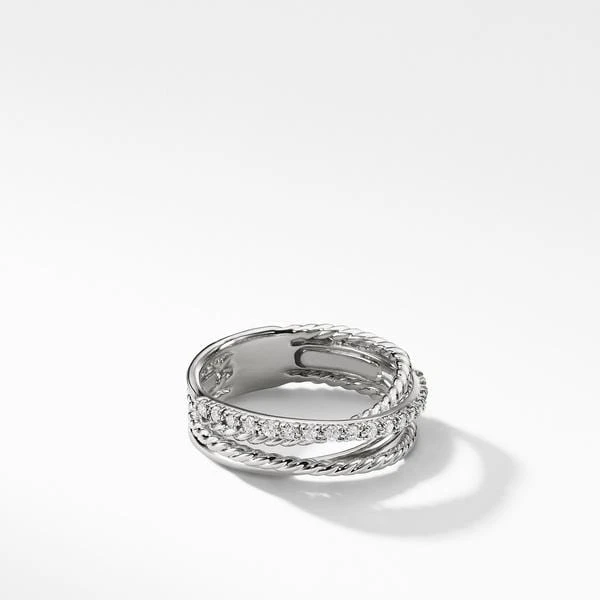 Crossover Ring With Diamonds