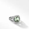 Ring With Prasiolite And Diamonds