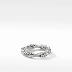 Petite Infinity Twisted Ring With Pavé Diamonds