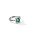 Petite Chatelaine® Ring With Hampton Blue Topaz, 18K Yellow Gold Bezel And Pavé Diamonds