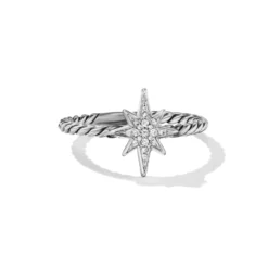 Cable Collectibles® North Star Stack Ring With Pavé Diamonds