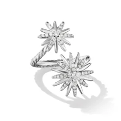 Starburst Bypass Ring With Pavé Diamonds