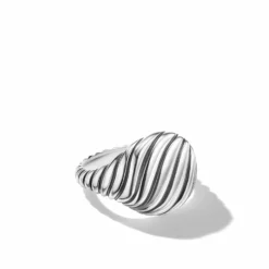 Sculpted Cable Pinky Ring In Sterling Silver