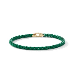 DY Bel Aire Chain Bracelet In Emerald Green With 14K Yellow Gold Accent