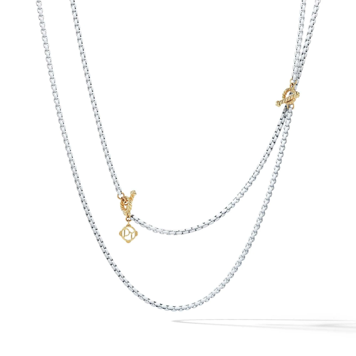 DY Bel Aire Chain In White With 14K Gold Accents