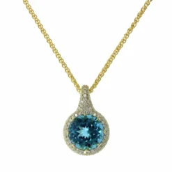 18K Yellow Gold Tourmaline Diamond Necklace