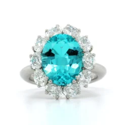 Platinum Paraiba Tourmaline And Diamond Halo Ring