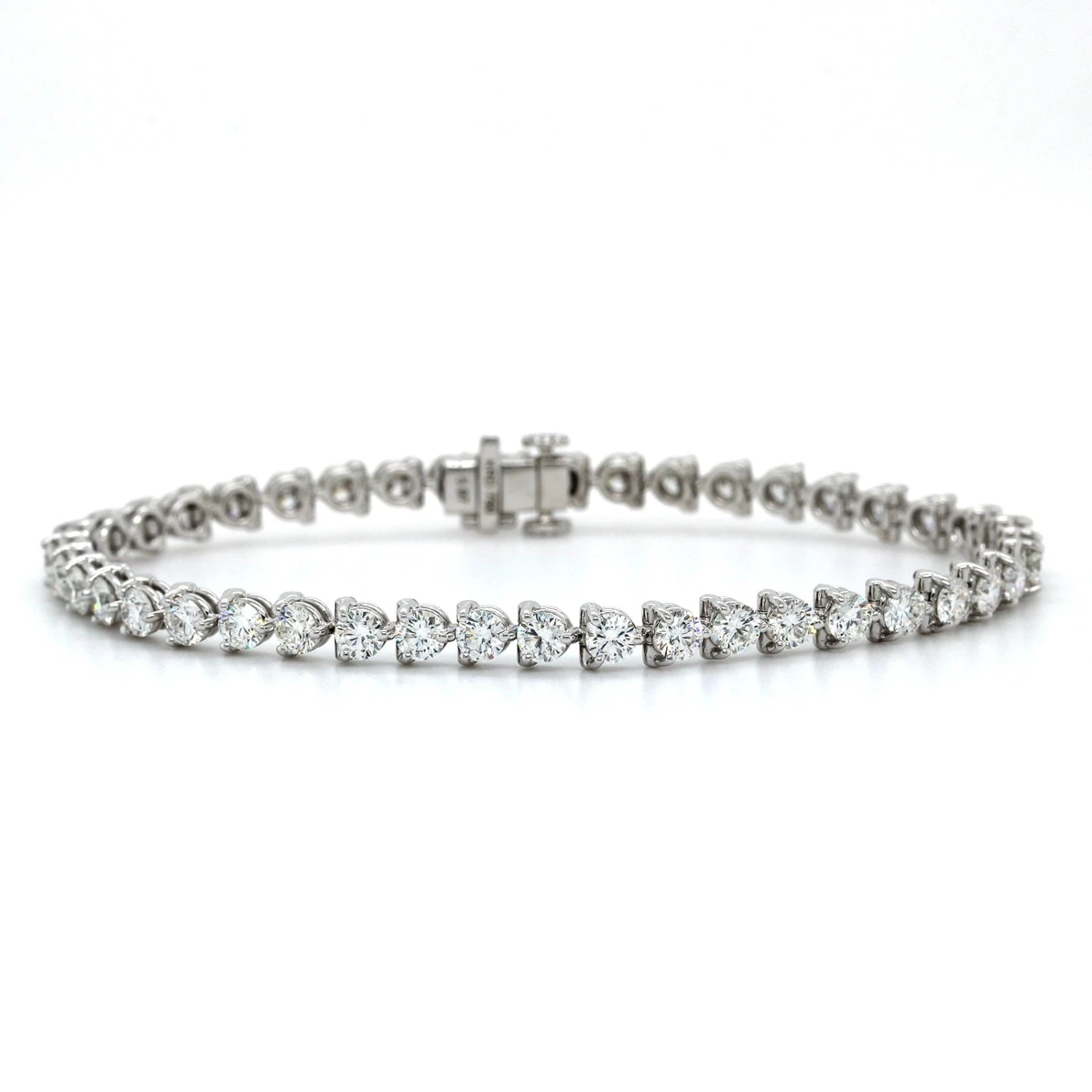 18K White Gold 3 Prong Diamond Tennis Bracelet - Image 4