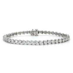 18K White Gold 3 Prong Diamond Tennis Bracelet