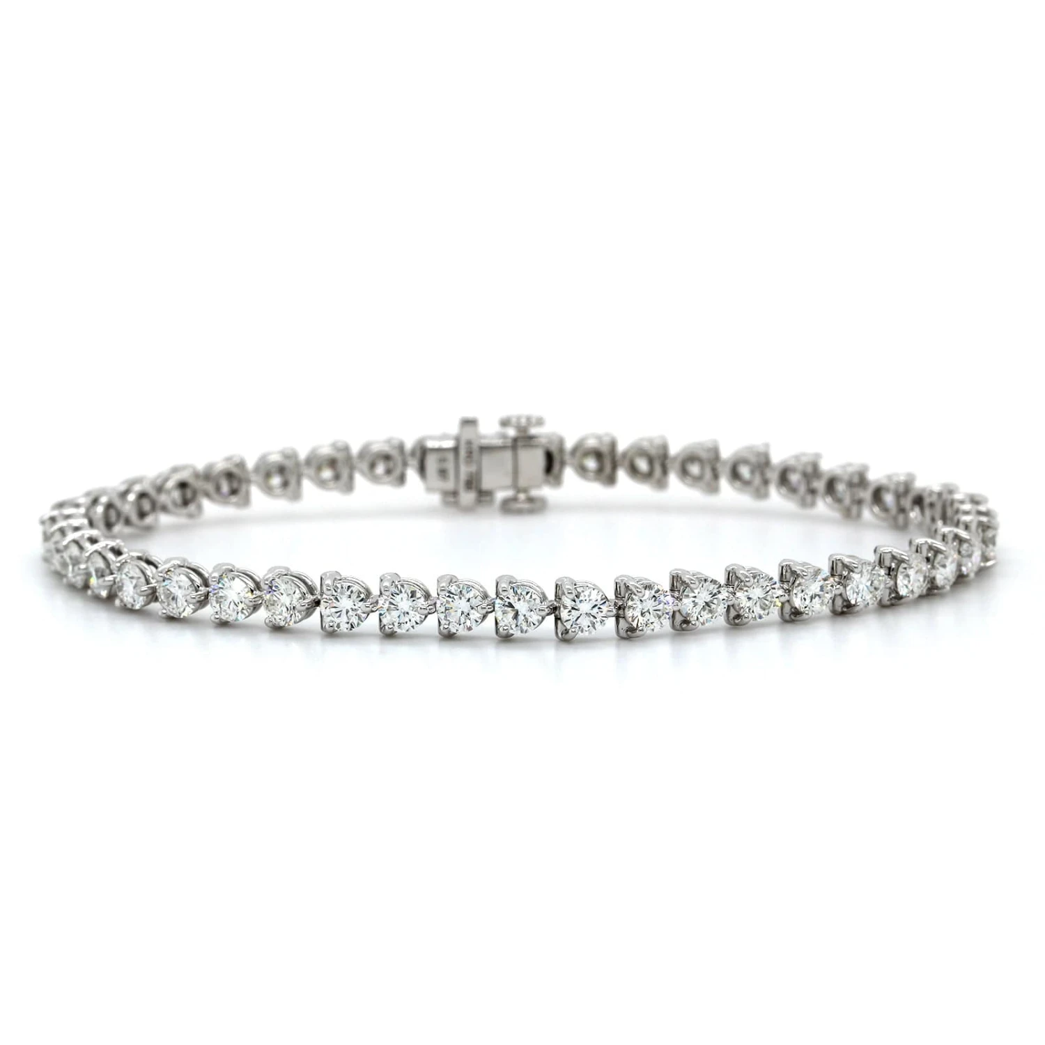 18K White Gold 3 Prong Diamond Tennis Bracelet